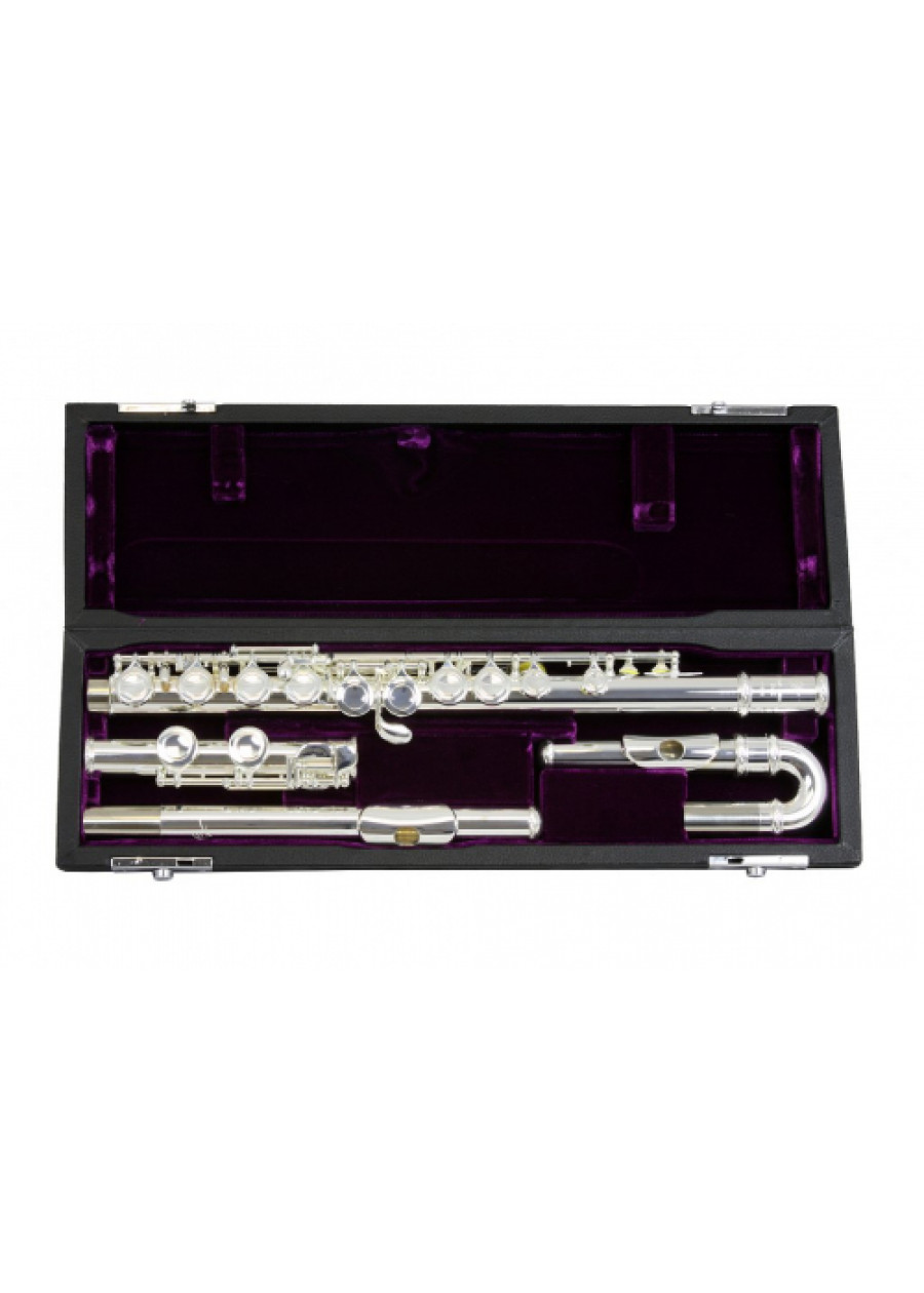 TREVOR Flute 10X with Curved Straight Head Solid Silver Lip Riser 3041CDESLRW PVXmusic